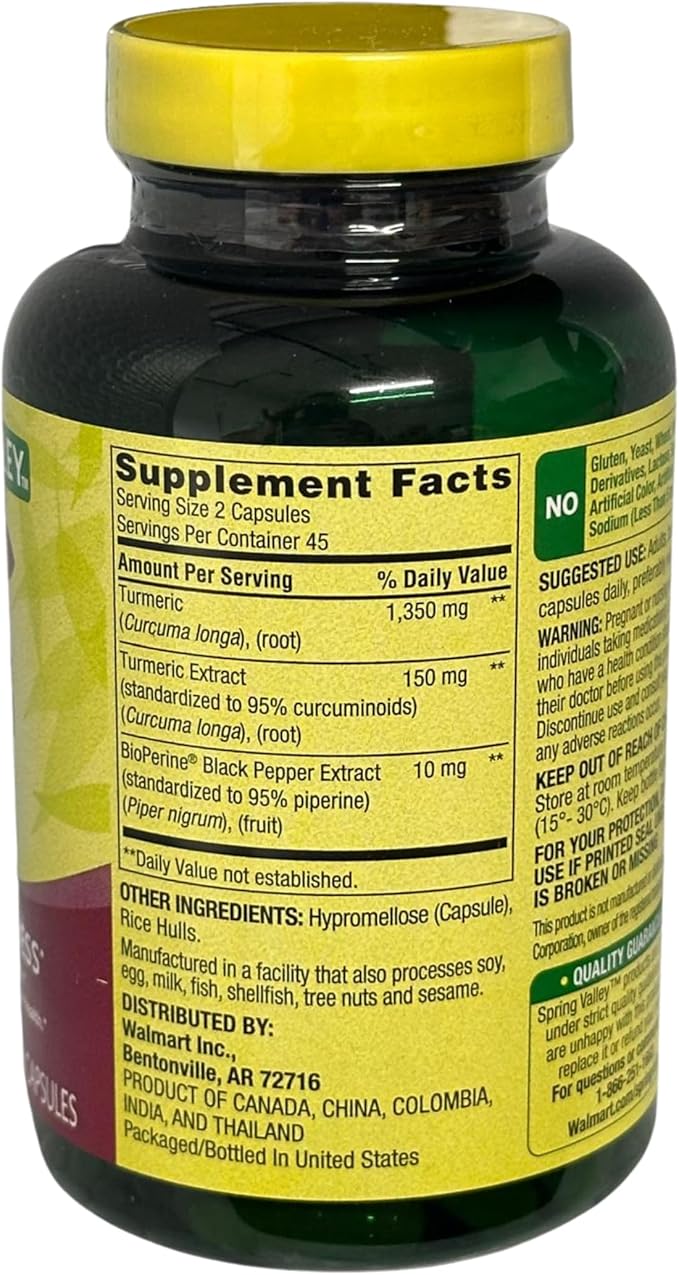 Turmeric Curcumin 1500mg with Black Pepper Capsules 90ct (Pack of 1) Boxed By Fusion Shop Store