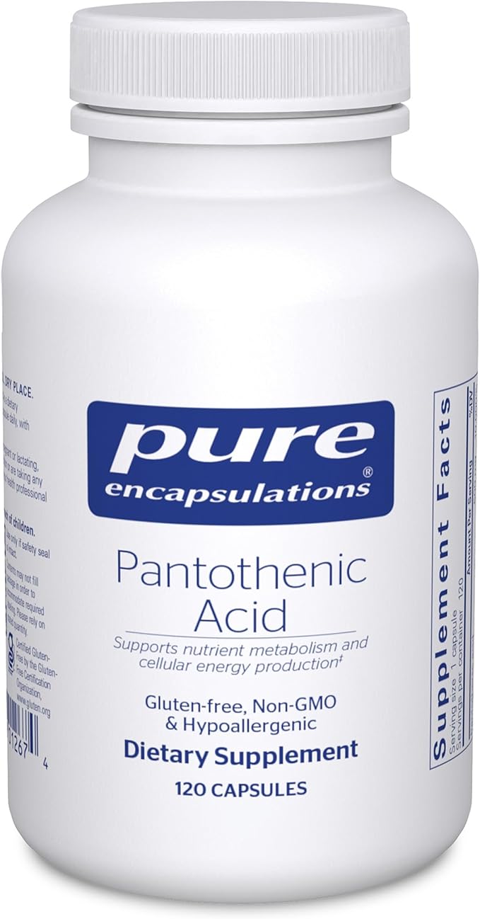 Pure Encapsulations Pantothenic Acid | Hypoallergenic Supplement Supports Cellular Energy Production Adrenal and Cardiovascular Health | 120 Capsules