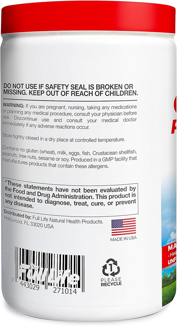 Full Life Collagen Peptides Powder - Bovine Collagen Supplement with Hyaluronic Acid - Hydrolyzed Collagen Powder for Women and Men - Kosher Gluten-Free - 300g