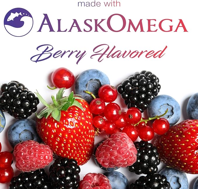 (2 Pack) Smarter Omega 3 Fish Oil Berry Flavor Burpless Tasteless 2000mg Potent Triple Strength DHA EPA Brain OMEGA3 Made with AlaskOmega®
