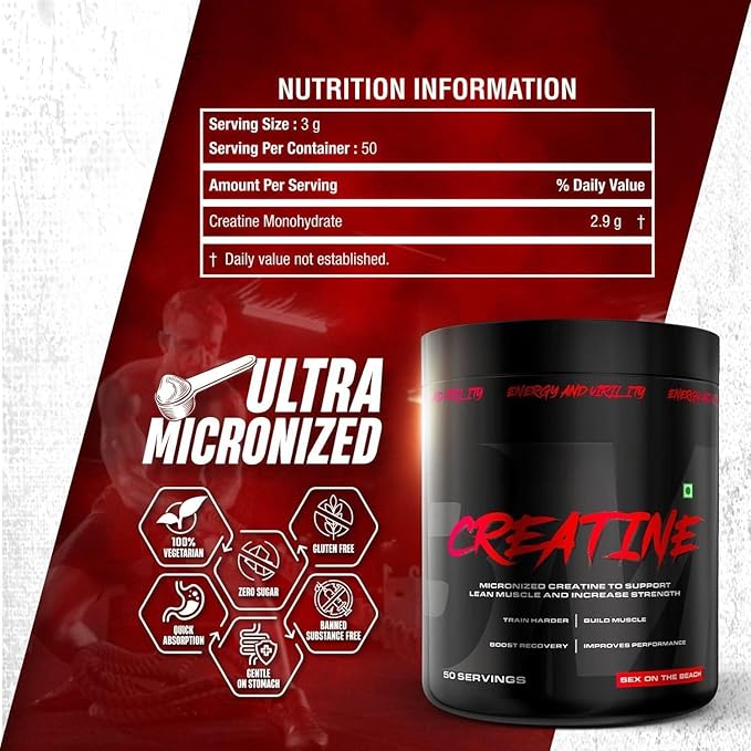Nutrition Creatine Powder [50 Servings] | Micronized Creatine Monohydrate to Support Lean Muscle Repair &amp Recovery | Increase Strength and Athletic Performance 150 gm