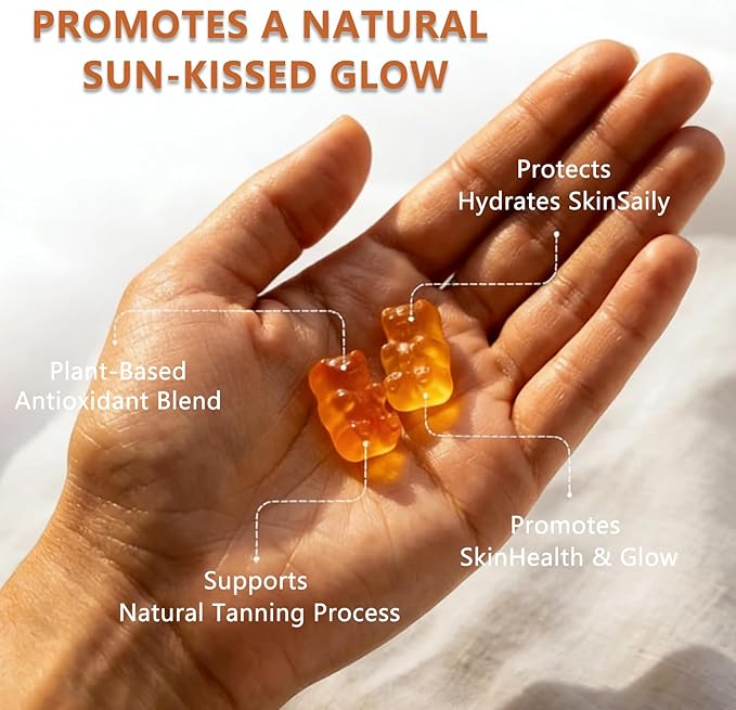 Savanna Skin Tanning Gummies:Antioxidant Beauty Gummies with Beta-Carotene &amp Lycopene for a Healthy Sun-Kissed Look – 60 Daily Beauty Gummies