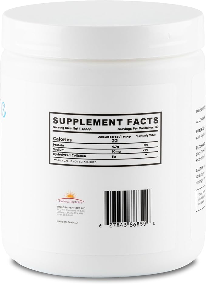 DeepMarine Collagen 100% Canadian Made Collagen Peptides Wild-Caught Collagen Powder Hydrolyzed Marine Collagen - 30 Day Supply - Gluten-Free Tasteless Odourless Keto and Paleo Friendly