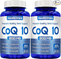 CoQ10 200mg Capsules | Vegan Friendly Coenzyme Q10 200mg from Easy Absorption Ubiquinone Supplement for Skin Heart and Energy Support | Made in The USA in cGMP Facilities (400 Servings)