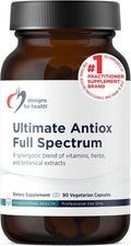 Designs for Health Ultimate Antiox Full Spectrum - Antioxidant Supplement with Resveratrol Acerola Lutein Curcumin C3 Quercetin + More (90 Capsules)