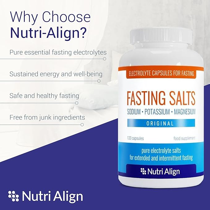 Nutri-Align Fasting Salts Fasting Electrolytes 120 Capsules | Pure Electrolyte Capsules for Extended and Intermittent Fasting | Sodium Potassium Magnesium Electrolytes | Sugar Free &amp Filler Free