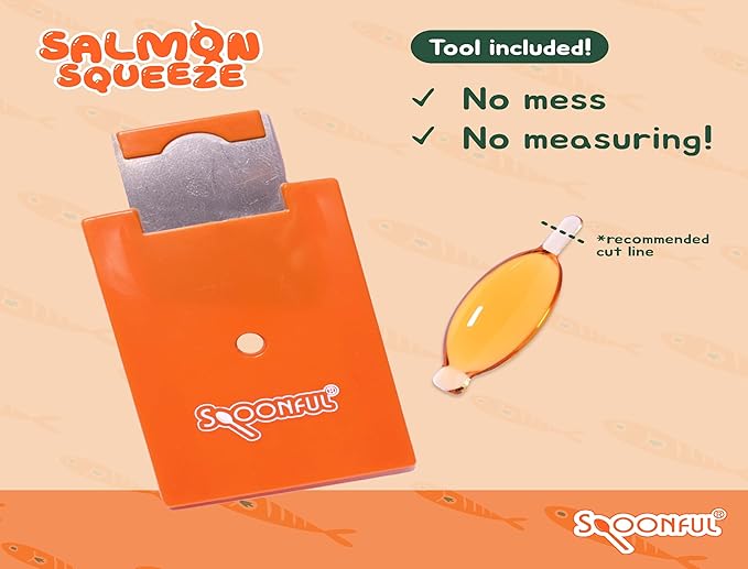 Spoonful Salmon Squeeze - 100% Natural Wild-Caught Alaskan Salmon Oil – 2000 mg Omega-3 Softgel 60 Squeezeable Softgels | DHA EPA &amp Natural Astaxanthin Non-GMO Sustainable Made in USA (60)