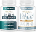 Calcium D-Glucarate &amp 400mg DIM Supplement for Enhanced Estrogen Hormone Balance | Vegan Gluten Free CDG Supplement (90 Servings) with Extra Strength DIM (90 Servings)