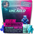 Creatine Monohydrate Gummies 5g with Prebiotic Fiber for Muscle Growth &amp Strength 30 Servings Blue Raspberry - Lab Tested - 5000mg Premium All Natural