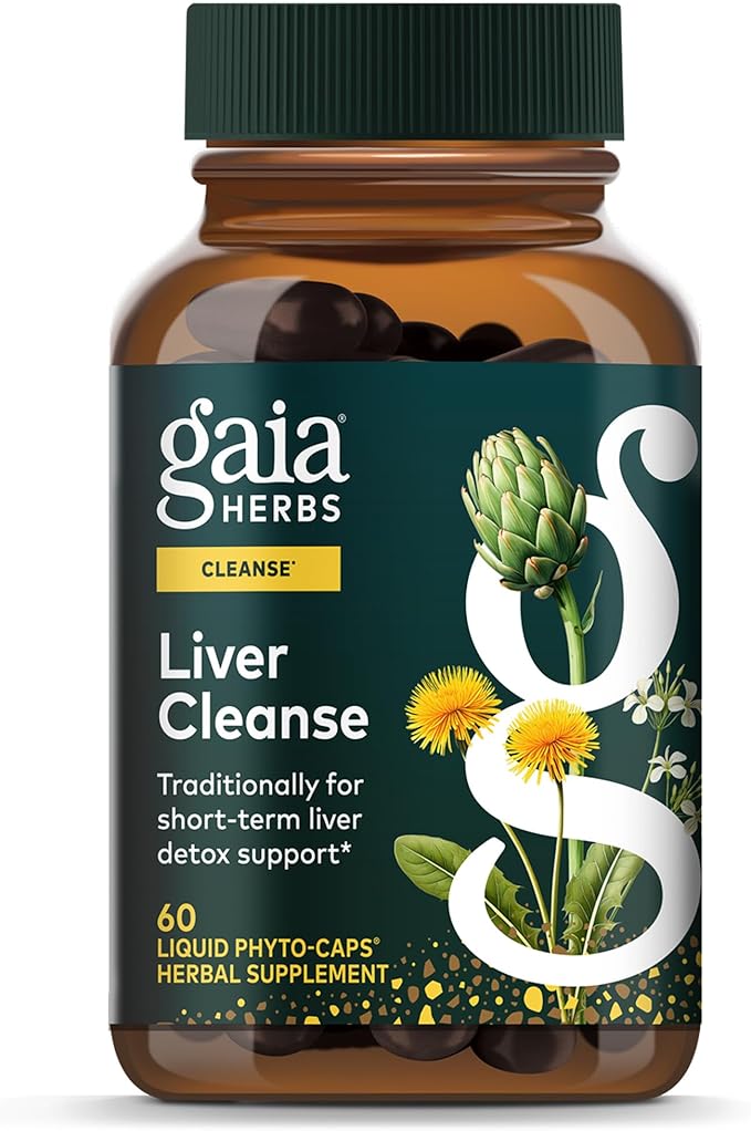 Gaia Herbs Liver Cleanse - Liver Health Support Herbal Supplement with Milk Thistle Burdock Turmeric Dandelion &amp More* - 60 Vegan Liquid Phyto-Caps (30 Servings)