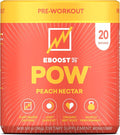 EBOOST POW Natural Pre Workout Powder - 20 Servings Peach Nectar - Preworkout Energy Booster Gym Supplement Drink Mix for Men and Women - Performance Joint Mobility Support - Gluten-Free