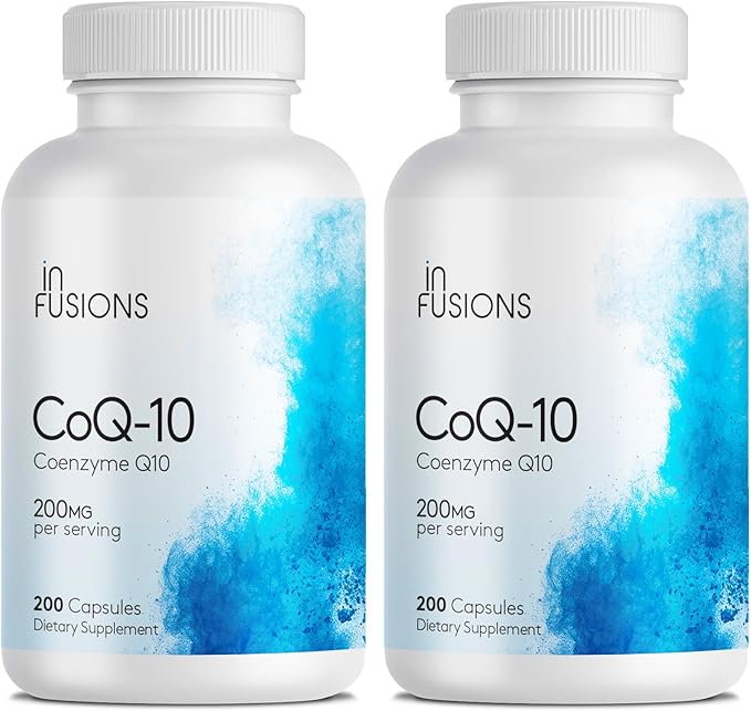 Infusions Pure CoQ10 200mg 200 Capsules (Coenzyme Q10) High Absorptions Vegan Gluten Free Non-GMO (2)
