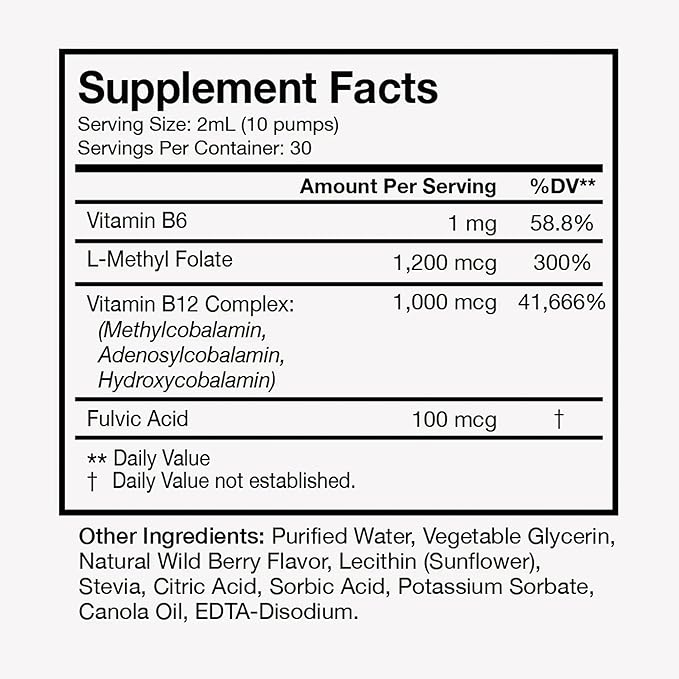 Terra Health Essentials - Liposomal B12 | Support Energy &amp Mood Promote Memory Aid Immune System (1 Bottle 30 Day Supply)