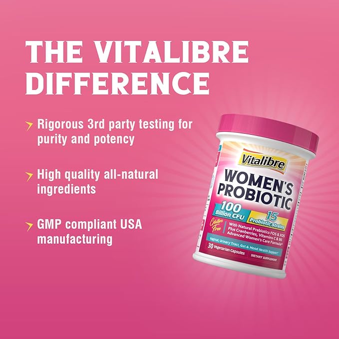 Iron Supplement for Women &amp Men 90Caps &amp Vitalibre Probiotics for Women 100 Billion CFU 15 Strains