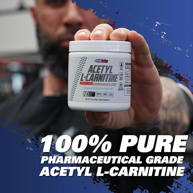 EHP Labs Acetyl L Carnitine Powder - Supports Natural Energy Production Assists in Healthy Brain Function Supports Heart Health Vegan Gluten Free Non GMO - 100 Servings