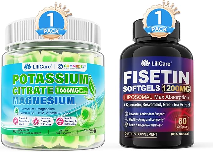 Fisetin Supplement Potassium Citrate Gummies 2 Pack