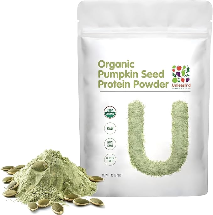 Unleash’d Organic Pumpkin Seed Protein Powder 16oz – Plant-Based Vegan Protein USDA Organic Non-GMO No Artificial Sweeteners