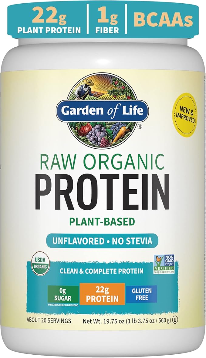 Garden of Life Organic Vegan Protein Powder Bundle - Vanilla 1.5 LB &amp Unflavored 1.2 LB - 22g Plant Based Protein