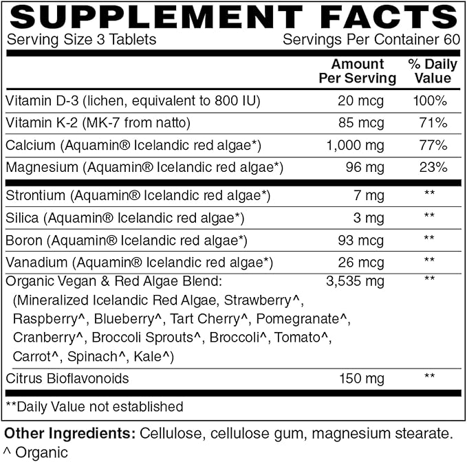 Holly Hill Health Foods Algae Based Calcium 1000 mg 180 Tablets