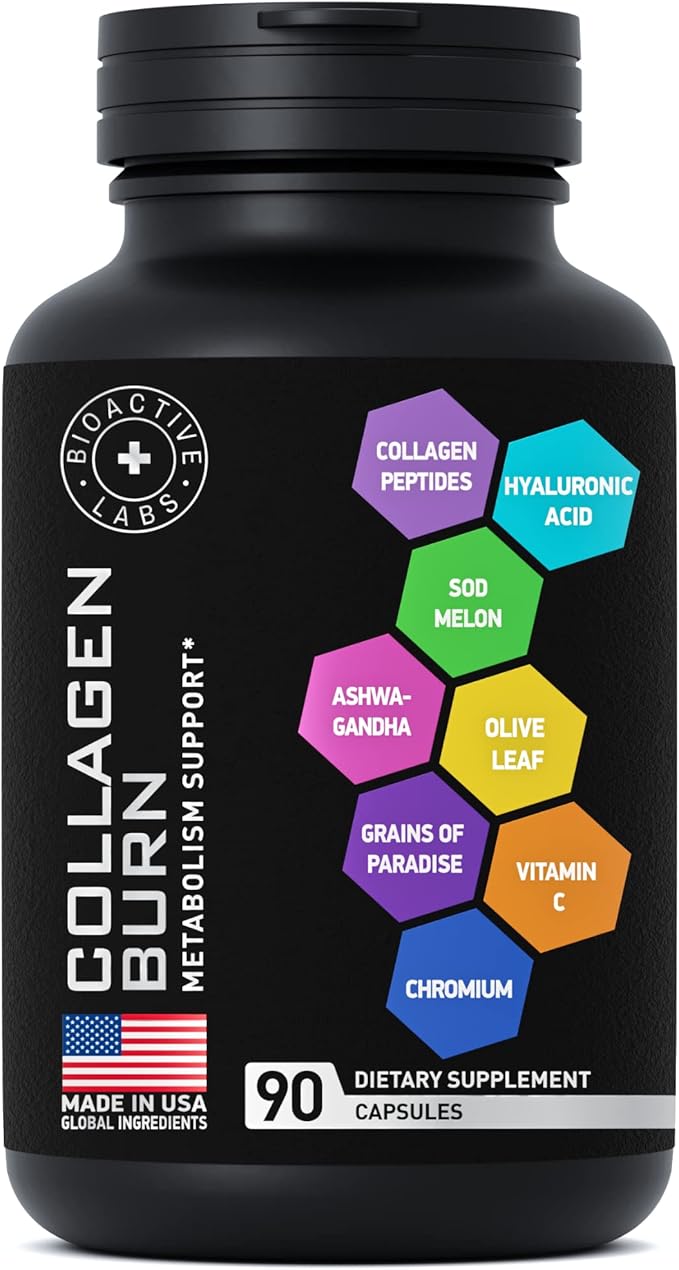 Thermogenic Multi Collagen Burn Capsules - Hydrolyzed Collagen Peptides Plus Hyaluronic Acid - Advanced Type I II III V X - 2-Pack 180 Collagenic Burn Caps