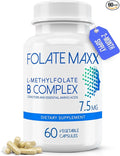 L Methylfolate 7.5mg with Active Vitamin B Complex – 60 Capsules – High Potency 5-MTHF with B6 Blend and Methyl B12 Supplement – 3-in-1 Non-GMO Gluten Free (2-Month Supply)