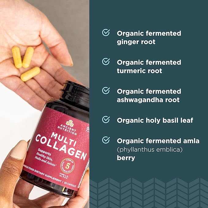Ancient Nutrition Multi Collagen Capules 90 Count + Multi Collagen Protein Powder Unflavored 60 Servings