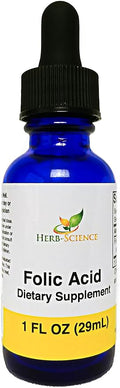 Liquid Vitamin B9 Folic Acid Supplements - VIT B Drops for Brain &amp Digestive Function Liver Support - Gluten-Free Non-GMO Vegan - Nutritional Supplement for Adults - 1 fl. oz.