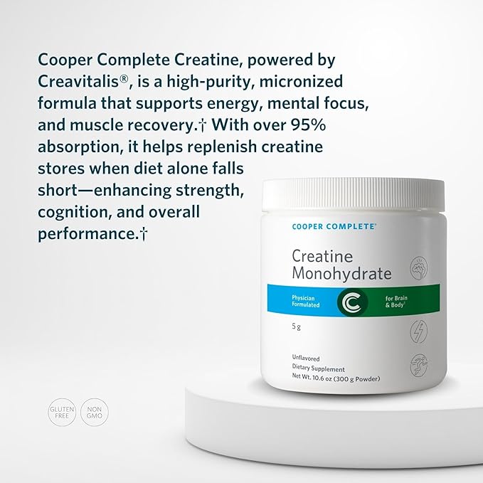Cooper Complete Creatine Monohydrate Micronized Powder – 5g per Scoop 60 Servings Muscle &amp Brain Energy Support