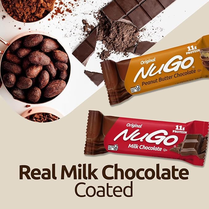 NuGo Protein Bar Chocolate 11g Protein Gluten Free 15 Count