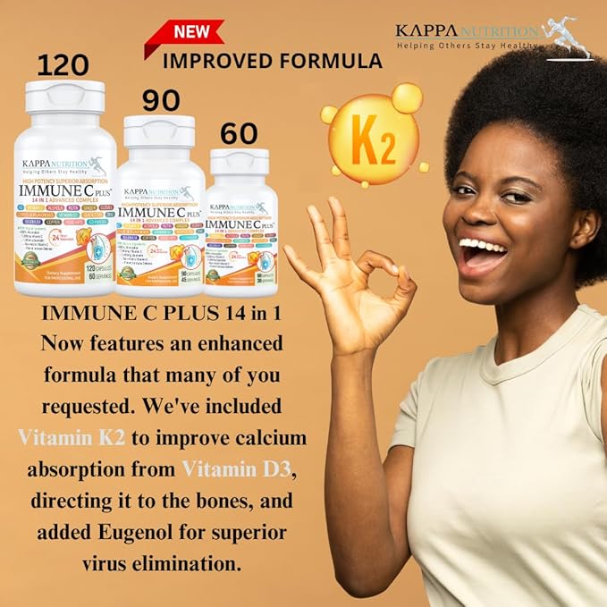 Quercetin 1000mg Vitamin C 1000mg Zinc 50mg Vitamin D3 5000iu Selenium Copper Acerola Ginger Rutin Bitter Orange Rose Hips Echinacea Immune C Plus 14 in 1 Immune C Plus (120 Count)