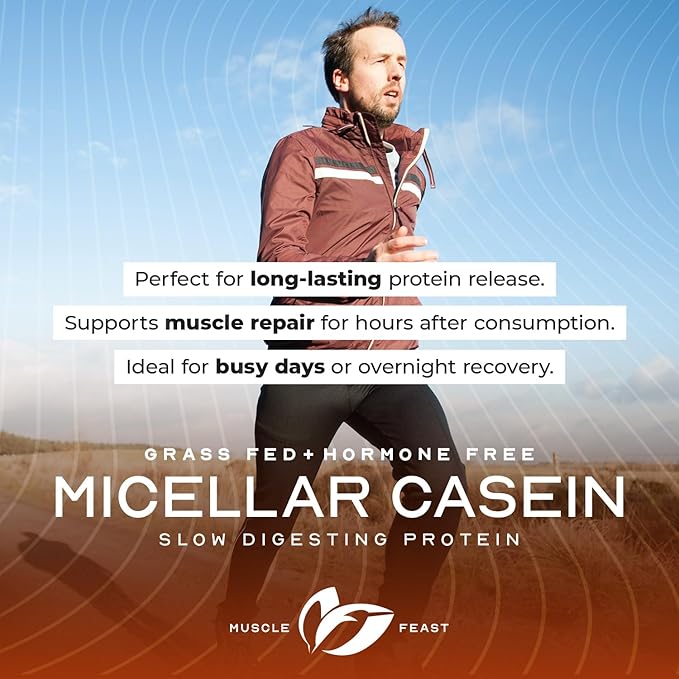 Muscle Feast Grass Fed Micellar Casein Protein Powder Pasture Raised &amp Hormone Free Slow Digesting Casein Protein - Supports Overnight Muscle Recovery Gluten Free Protein Powder - Vanilla 4lb