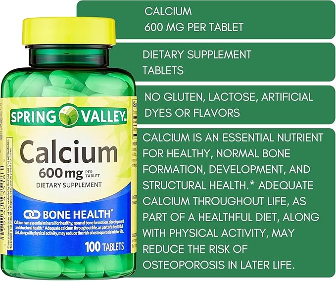 Calcium 600 mg 100 Tablets Dietary Supplement Bone Health Calcium (Pack of 3)