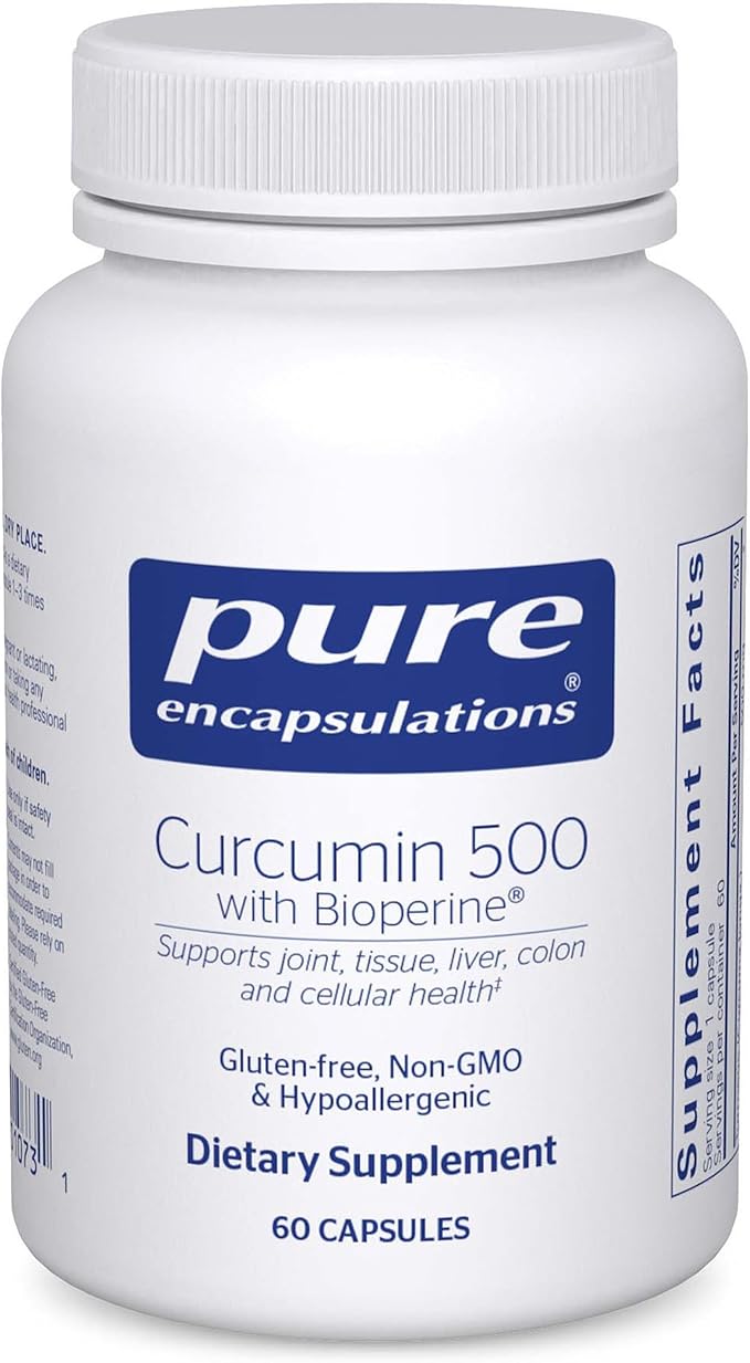 Pure Encapsulations Curcumin 500 with Bioperine - Antioxidant Supplement to Support Joints Tissue Liver Colon &amp Cellular Health* - with Turmeric Curcumin &amp Bioperine - 60 Capsules