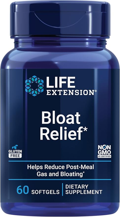 Life Extension Bloat Relief Artichoke Ginger Fennel and Turmeric for Digestive Health Supports Bloating Relief and Promotes Digestive Comfort Gluten Free Non-GMO 60 softgels
