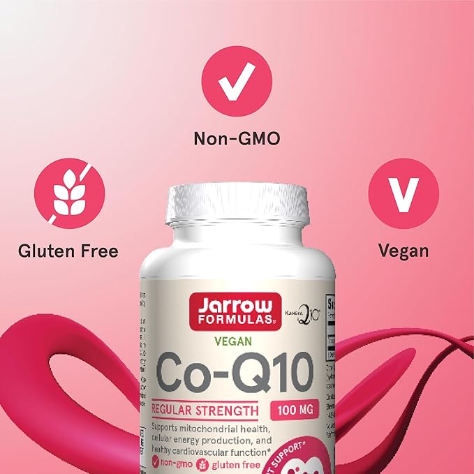 Jarrow Formulas Co-Q10 100 mg - Antioxidant Support for Mitochondrial Health Cellular Energy Production &amp Healthy Cardiovascular Function - 60 Veggie Capsules - Non-GMO - Gluten Free