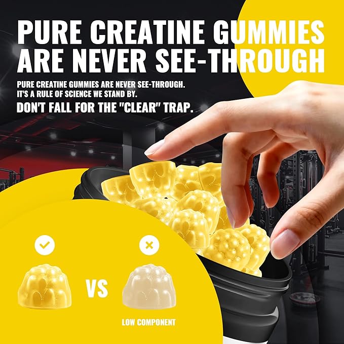 Natures Aid NSF Certified Creatine Gummy 5g - Creatine Monohydrate Gummies – Pre-Workout Energy &amp Muscle Growth Support for Men &amp Women | Pineapple Electrolyte Gummies (135 Count)