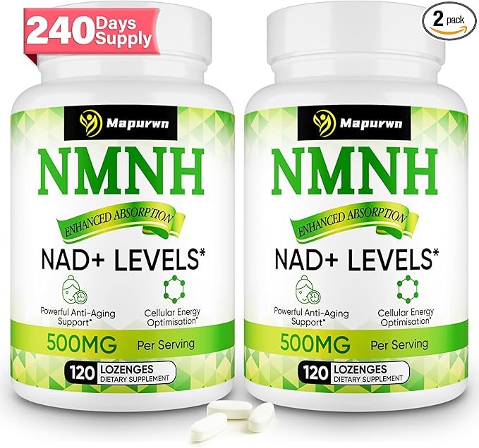 NMNH (Dihydronicotinamide Mononucleotide) NMN Supplement Alternative 500mg per Serving NAD NMNH Supplements for Women to Boost NAD+ Levels As We Age Anti Aging Energy Focus Non-GMO 240 Count