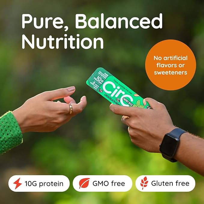 CirC Protein Energy Bites Variety Pack - Gluten Free Protein Balls 10g Protein Healthy Bar Snack for Adults &amp Kids Non-GMO Whole Grains Nuts &amp Fruit Resealable Pack 12 Pack Count (5 Prot
