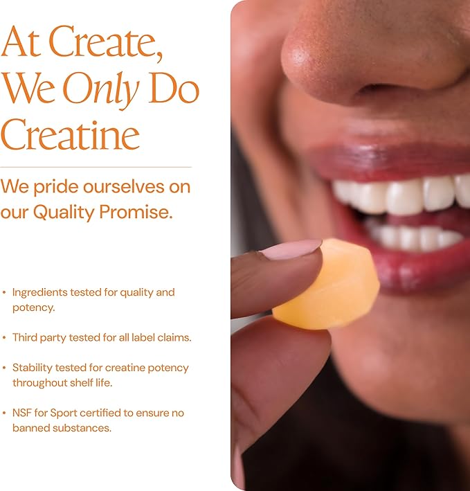 Create Creatine Monohydrate Gummies for Men &amp Women Boost Focus Strength and Endurance Anti-Melting Formula Vegan Gluten-Free Non-GMO 1.5g of Creatine per Gummy (Orange)