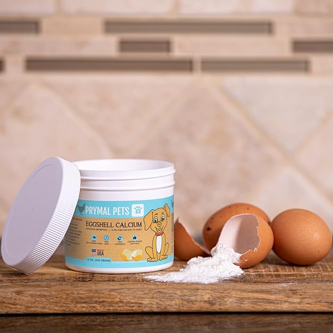 Eggshell Calcium for Pets - 12 oz. Natural Ultra-Pure Egg Shell Mineral Powder Supplement for Cats and Dogs - High Absorption Helps Support Bone Joint Teeth Heart Immune Health
