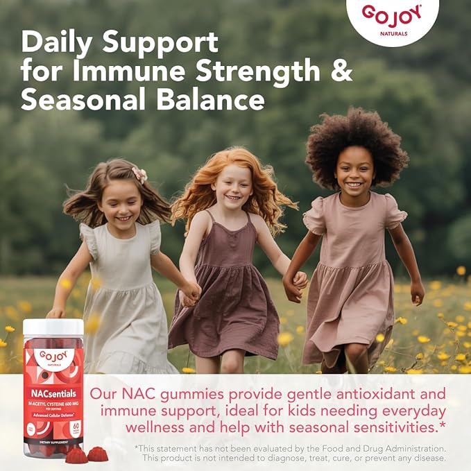 GOJOY 7-in-1 Sugar-Free NAC Gummies – NACsentials 600mg N-Acetyl Cysteine with Vitamin C ALA Quercetin &amp Astaxanthin – Antioxidant &amp Liver Detox Support – Vegan &amp Keto-Friendly – 60 Gumm