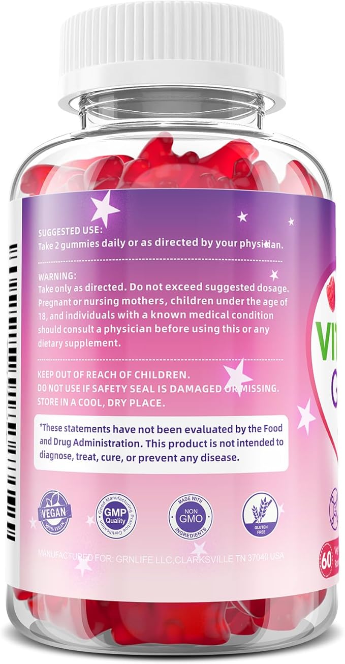 2 Pack Vitamin B1 Gummies 500mg for Adults &amp Kids – High Potency Thiamine B1 Supplement for Energy &amp Nervous System Support Sugar-Free Raspberry Flavor 120 Count