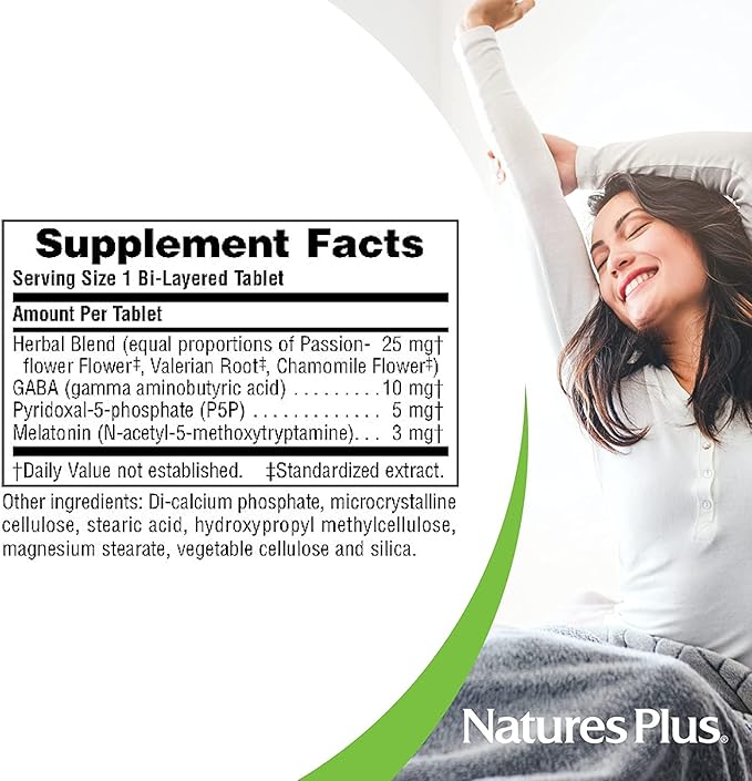 NaturesPlus Rapid &amp Sustained Release - 3 mg Melatonin 60 Bi-Layered Tablets - with Chamomile - Vegetarian Gluten-Free - 60 Servings