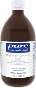 Pure Encapsulations Magnesium Glycinate Liquid - Supports Bone Health &amp Heart Health* - Vegan Gluten Free &amp Non-GMO - 16.2 fl oz
