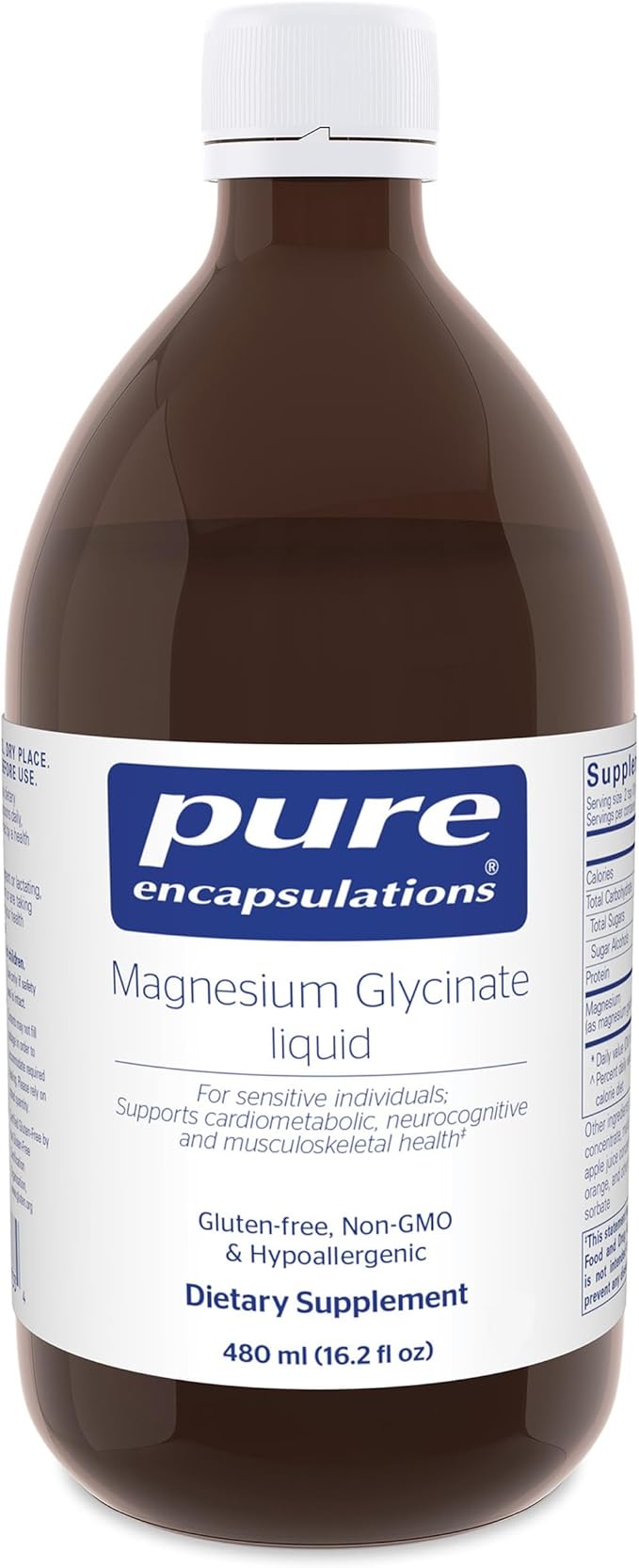 Pure Encapsulations Magnesium Glycinate Liquid - Supports Bone Health &amp Heart Health* - Vegan Gluten Free &amp Non-GMO - 16.2 fl oz