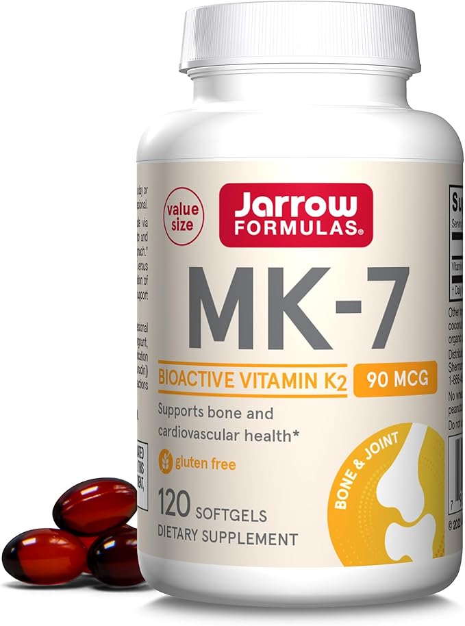 Jarrow Formulas MK7 Promotes Bone Health 90 mcg 120 Softgels &amp Extra Strength Methyl B-12 1000 mcg &amp Methyl Folate 400 mcg + P-5-P Dietary