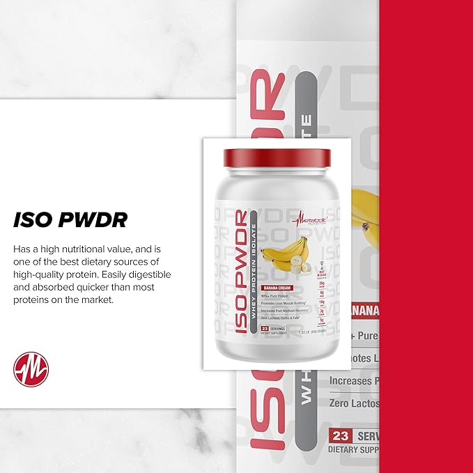 Metabolic Nutrition Whey Protein Isolate ISO PWDR Chocolate Cupcake 1.54lb 23 Servings 26g Protein Fast Digesting Zero Carbs Delicious Flavor Very Low Carbs &amp Fat Zero Lactose