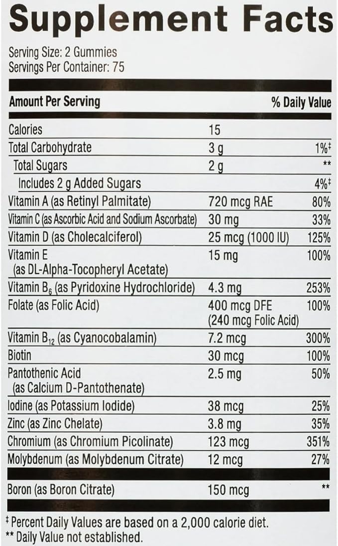 Equate Men's Multivitamin Gummies Daily Multivitamin for Adult Men Mixed Berry &amp Strawberry Flavor 150 Count (75 Servings) Sticker