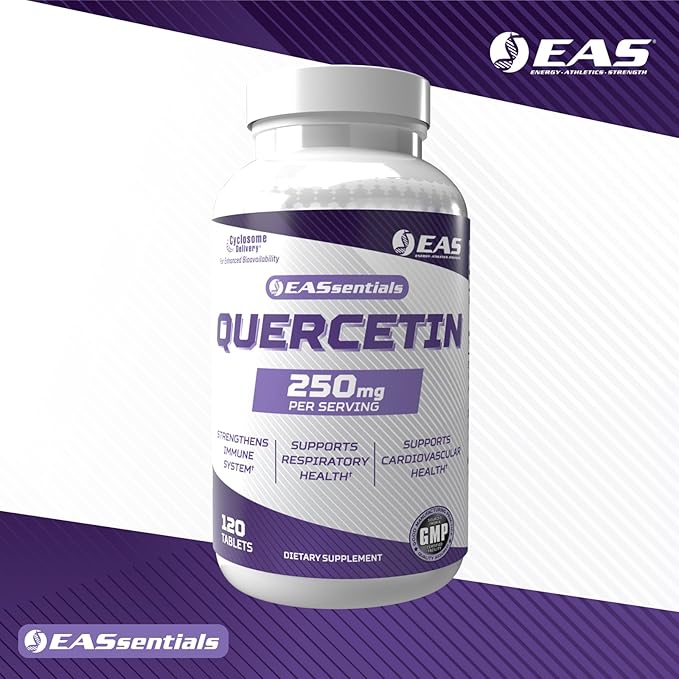EAS Quercetin 250mg | Heart &amp Respiratory Health | Supports Immune Response | Gluten Free Non GMO | Better Absorption with Cyclosome Delivery | 120 Tablets