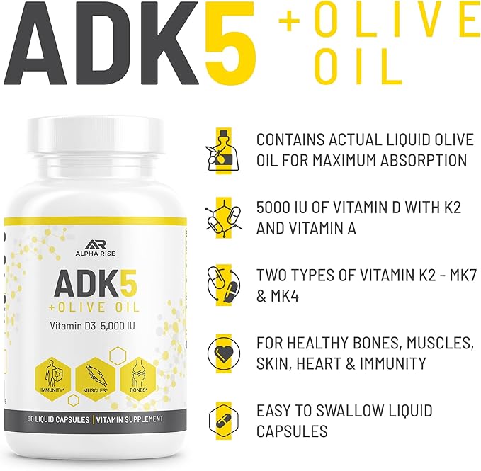 ADK 5 Vitamin Supplement + Creatine Pills for Men